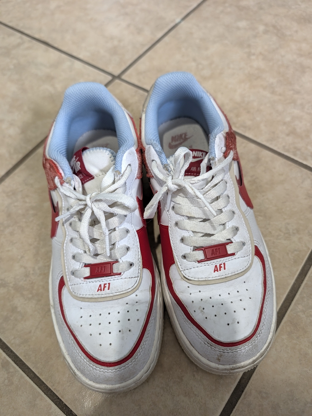 Nike Women's Air Force 1 Low Top Sneakers - White & Red